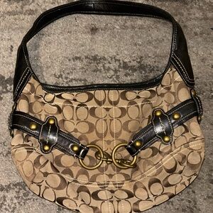 Coach Tan and Black Hobo Bag